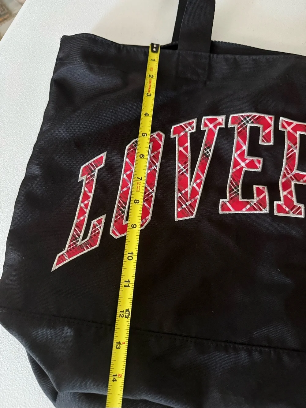 Victoria’s Secret PINK Weekender Tote Plaid “LOVE PINK” Logo Black Large Zipper